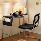 Contemporary Industrial Narrow Rectangular MDF PU Leather Stainless Steel Movable Desk 1-Tier For Home Office DFM-F