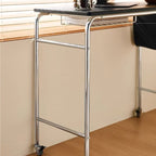 Contemporary Industrial Narrow Rectangular MDF PU Leather Stainless Steel Movable Desk 1-Tier For Home Office DFM-F