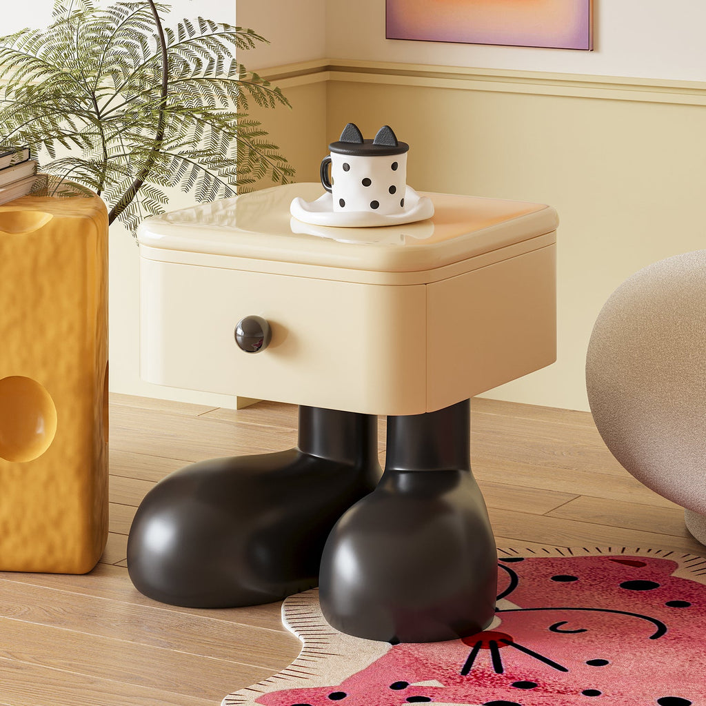 Lumendat Modern Art Deco Wood MDF Kids Square Nightstand 1-Drawer For Bedroom Lumendat