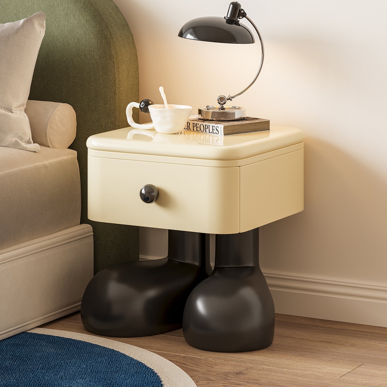 Lumendat Modern Art Deco Wood MDF Kids Square Nightstand 1-Drawer For Bedroom Lumendat