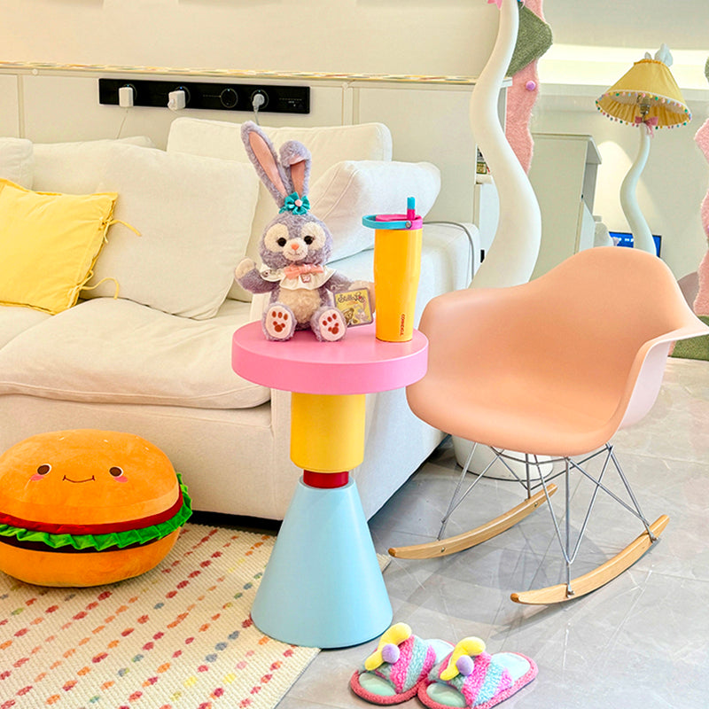 Lumendat Contemporary Creative Wood Round Kids End Table 1-Tier For Living Room Lumendat