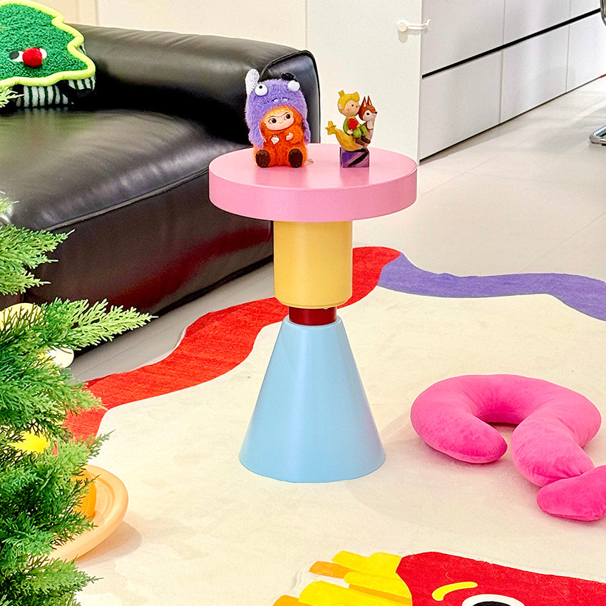 Lumendat Contemporary Creative Wood Round Kids End Table 1-Tier For Living Room Lumendat