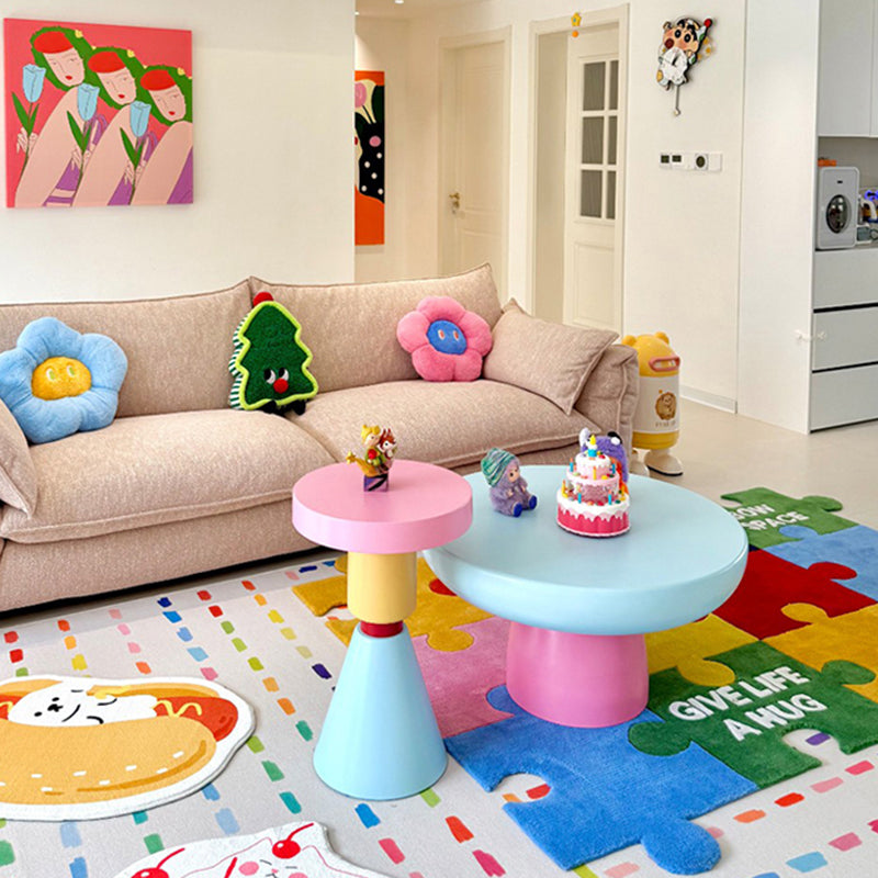 Lumendat Contemporary Creative Wood Round Kids End Table 1-Tier For Living Room Lumendat
