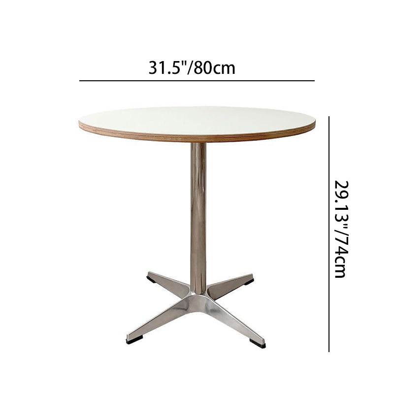 Modern Minimalist Solid Wood Plywood Stainless Steel Aluminum Round Dining Table 1-Tier For Dining Room & Kitchen DFM-F