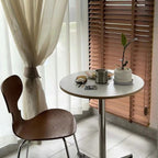 Modern Minimalist Solid Wood Plywood Stainless Steel Aluminum Round Dining Table 1-Tier For Dining Room & Kitchen DFM-F