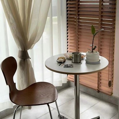 Modern Minimalist Solid Wood Plywood Stainless Steel Aluminum Round Dining Table 1-Tier For Dining Room & Kitchen