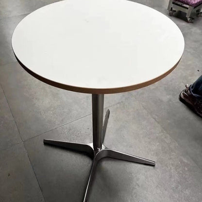 Modern Minimalist Solid Wood Plywood Stainless Steel Aluminum Round Dining Table 1-Tier For Dining Room & Kitchen