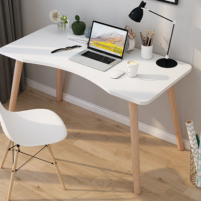 Contemporary Scandinavian MDF Wood Curved Rectangular Desk 1-Tier For Home Office