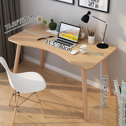 Contemporary Scandinavian MDF Wood Curved Rectangular Desk 1-Tier For Home Office