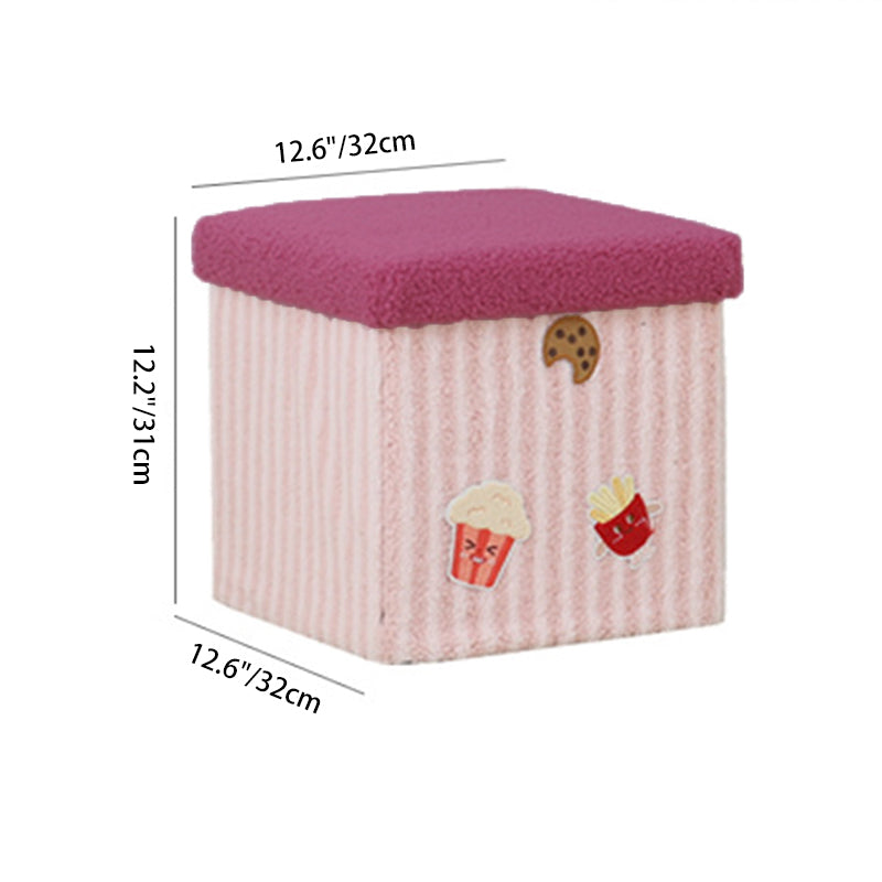 Lumendat Contemporary Creative MDF & Cotton Square Kids Low Stool With Foldable Design & 1-Storage Space For Entryway And Living Room Lumendat