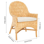 Handwoven Rattan Lounge Chair With Armrest - Contemporary Nordic Balcony & Patio & Living Room Indoor Outdoor Accent Chair With Waterproof Cushion Lumendat