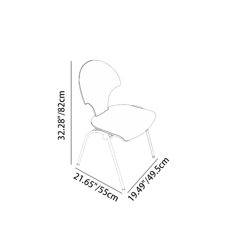 Traditional Vintage Ginkgo Leaves Shape Plywood Stainless Steel Faux Leather Dining Chair Backrest Armless For Dining Room Lumendat