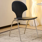 Traditional Vintage Ginkgo Leaves Shape Plywood Stainless Steel Faux Leather Dining Chair Backrest Armless For Dining Room Lumendat