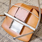 Traditional Vintage Ginkgo Leaves Shape Plywood Stainless Steel Faux Leather Dining Chair Backrest Armless For Dining Room Lumendat