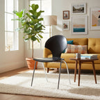 Traditional Vintage Ginkgo Leaves Shape Plywood Stainless Steel Faux Leather Dining Chair Backrest Armless For Dining Room Lumendat