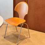 Traditional Vintage Ginkgo Leaves Shape Plywood Stainless Steel Faux Leather Dining Chair Backrest Armless For Dining Room Lumendat