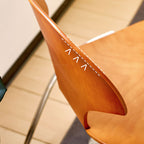 Traditional Vintage Ginkgo Leaves Shape Plywood Stainless Steel Faux Leather Dining Chair Backrest Armless For Dining Room Lumendat