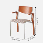 Contemporary Retro Rectangular Plywood Iron Fabric Dining Chair Backrest Armrest For Dining Room Lumendat