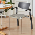 Contemporary Retro Rectangular Plywood Iron Fabric Dining Chair Backrest Armrest For Dining Room Lumendat