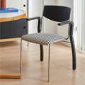 Contemporary Retro Rectangular Plywood Iron Fabric Dining Chair Backrest Armrest For Dining Room Lumendat