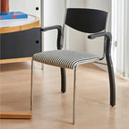 Contemporary Retro Rectangular Plywood Iron Fabric Dining Chair Backrest Armrest For Dining Room Lumendat