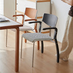 Contemporary Retro Rectangular Plywood Iron Fabric Dining Chair Backrest Armrest For Dining Room Lumendat