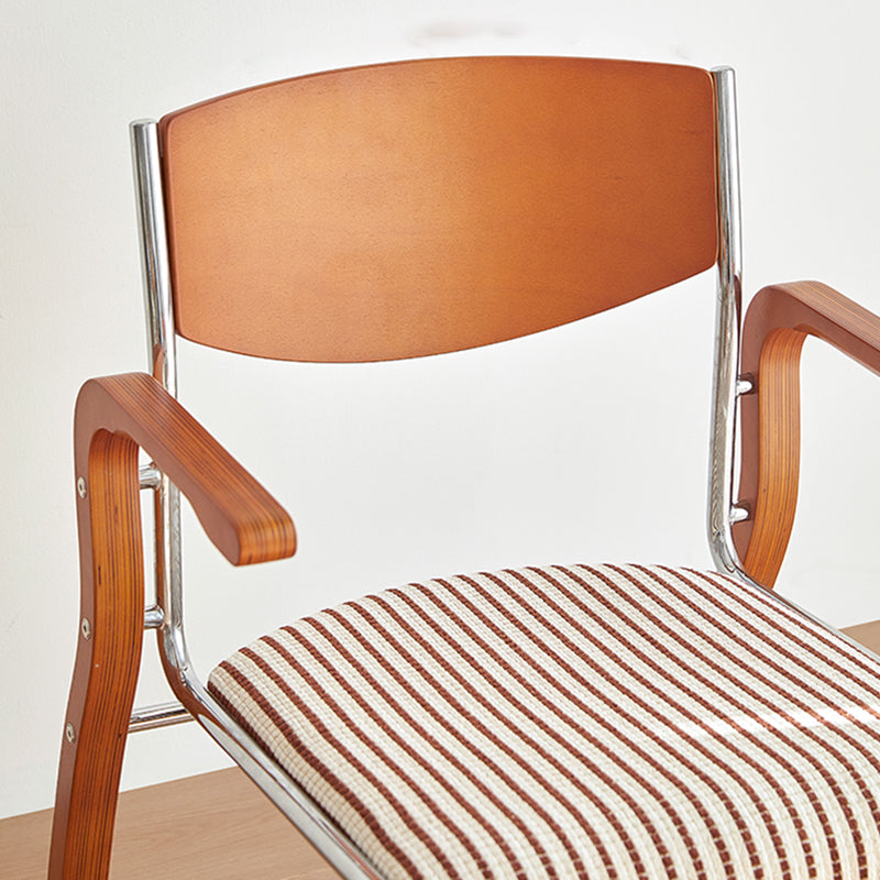 Contemporary Retro Rectangular Plywood Iron Fabric Dining Chair Backrest Armrest For Dining Room Lumendat