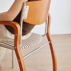 Contemporary Retro Rectangular Plywood Iron Fabric Dining Chair Backrest Armrest For Dining Room Lumendat