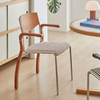 Contemporary Retro Rectangular Plywood Iron Fabric Dining Chair Backrest Armrest For Dining Room Lumendat