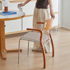 Contemporary Retro Rectangular Plywood Iron Fabric Dining Chair Backrest Armrest For Dining Room Lumendat