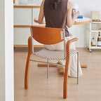 Contemporary Retro Rectangular Plywood Iron Fabric Dining Chair Backrest Armrest For Dining Room Lumendat