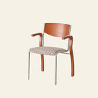 Contemporary Retro Rectangular Plywood Iron Fabric Dining Chair Backrest Armrest For Dining Room Lumendat