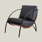 Contemporary Retro Curved Rectangular Plywood Iron Microfiber Leather Detachable Accent Chair Backrest Armrest For Living Room Lumendat