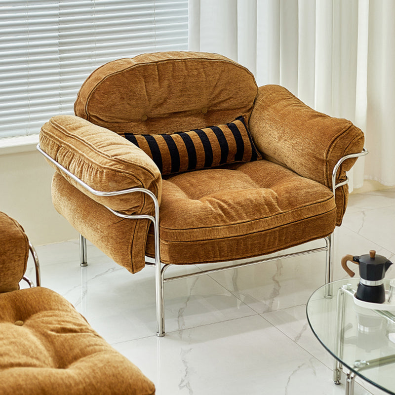 Traditional Vintage Arc Cloud Plywood Stainless Steel Chenille Cloud Cotton Down Feather Sofa 1/2/3-Seater For Living Room Lumendat