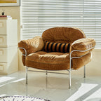 Traditional Vintage Arc Cloud Plywood Stainless Steel Chenille Cloud Cotton Down Feather Sofa 1/2/3-Seater For Living Room Lumendat