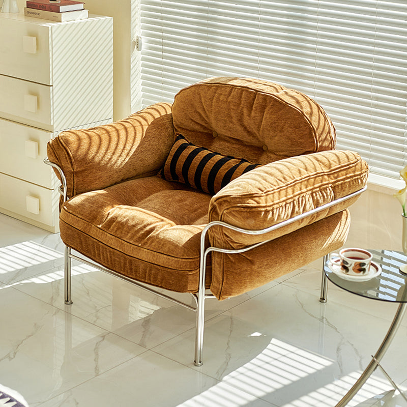 Traditional Vintage Arc Cloud Plywood Stainless Steel Chenille Cloud Cotton Down Feather Sofa 1/2/3-Seater For Living Room Lumendat