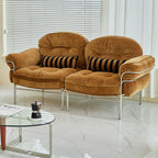 Traditional Vintage Arc Cloud Plywood Stainless Steel Chenille Cloud Cotton Down Feather Sofa 1/2/3-Seater For Living Room Lumendat