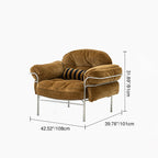 Traditional Vintage Arc Cloud Plywood Stainless Steel Chenille Cloud Cotton Down Feather Sofa 1/2/3-Seater For Living Room Lumendat