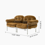 Traditional Vintage Arc Cloud Plywood Stainless Steel Chenille Cloud Cotton Down Feather Sofa 1/2/3-Seater For Living Room Lumendat