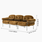 Traditional Vintage Arc Cloud Plywood Stainless Steel Chenille Cloud Cotton Down Feather Sofa 1/2/3-Seater For Living Room Lumendat