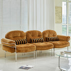 Traditional Vintage Arc Cloud Plywood Stainless Steel Chenille Cloud Cotton Down Feather Sofa 1/2/3-Seater For Living Room Lumendat