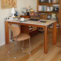 Modern Minimalist Rectangular Travertine Stone Rock Slab & Solid Bench Wood Iron Dining Table For 4-6 Seats Lumendat