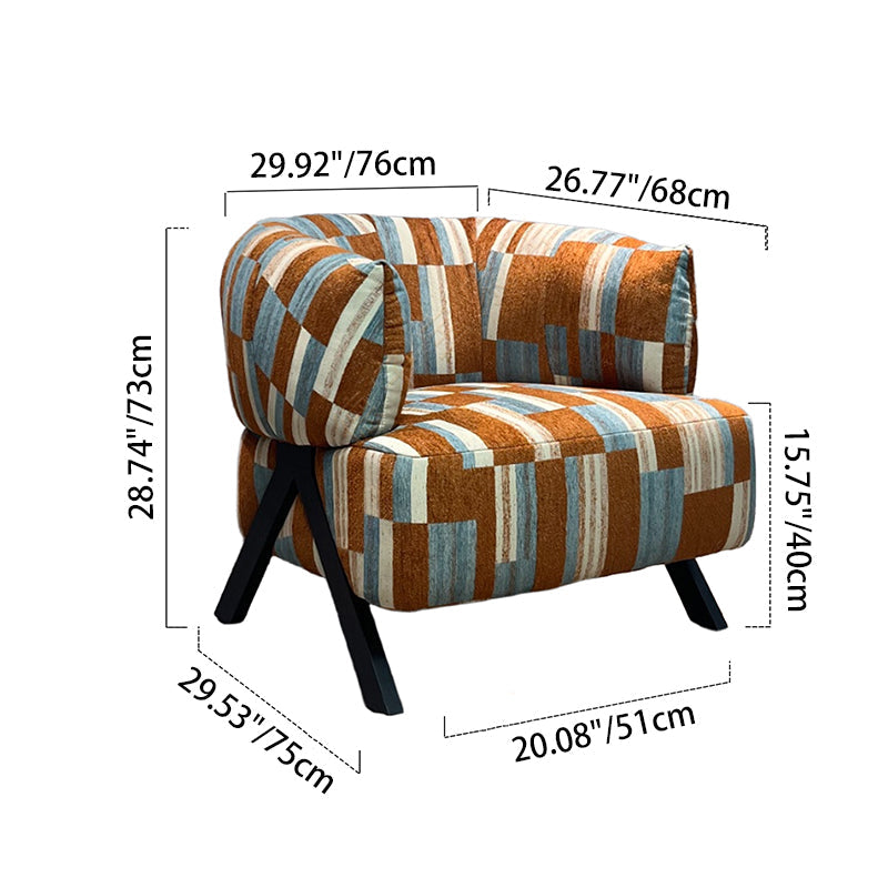 Contemporary Boho Ergonomic Leisure Chair - Comfortable 1-Seater Chenille Cotton-Linen Fabric Accent Chair For Living Room Lumendat