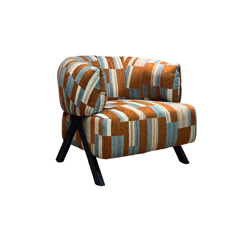 Contemporary Boho Ergonomic Leisure Chair - Comfortable 1-Seater Chenille Cotton-Linen Fabric Accent Chair For Living Room Lumendat