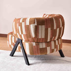 Contemporary Boho Ergonomic Leisure Chair - Comfortable 1-Seater Chenille Cotton-Linen Fabric Accent Chair For Living Room Lumendat