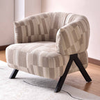 Contemporary Boho Ergonomic Leisure Chair - Comfortable 1-Seater Chenille Cotton-Linen Fabric Accent Chair For Living Room Lumendat