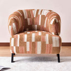 Contemporary Boho Ergonomic Leisure Chair - Comfortable 1-Seater Chenille Cotton-Linen Fabric Accent Chair For Living Room Lumendat