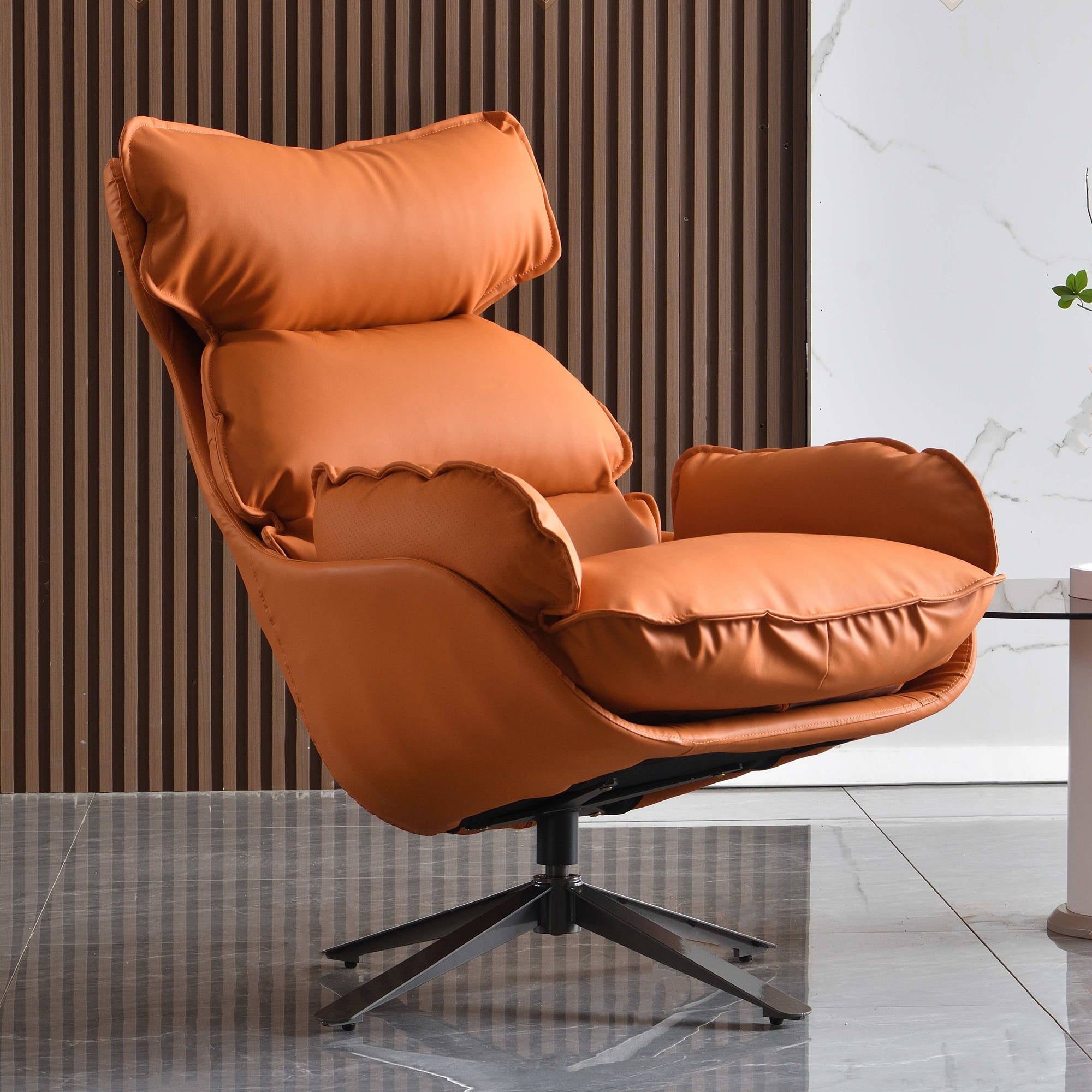 Contemporary Luxury Swivel Accent Chair - 1-Seater Comfortable Backrest Armrest Leisure Chair For Living Room & Bedroom Lumendat