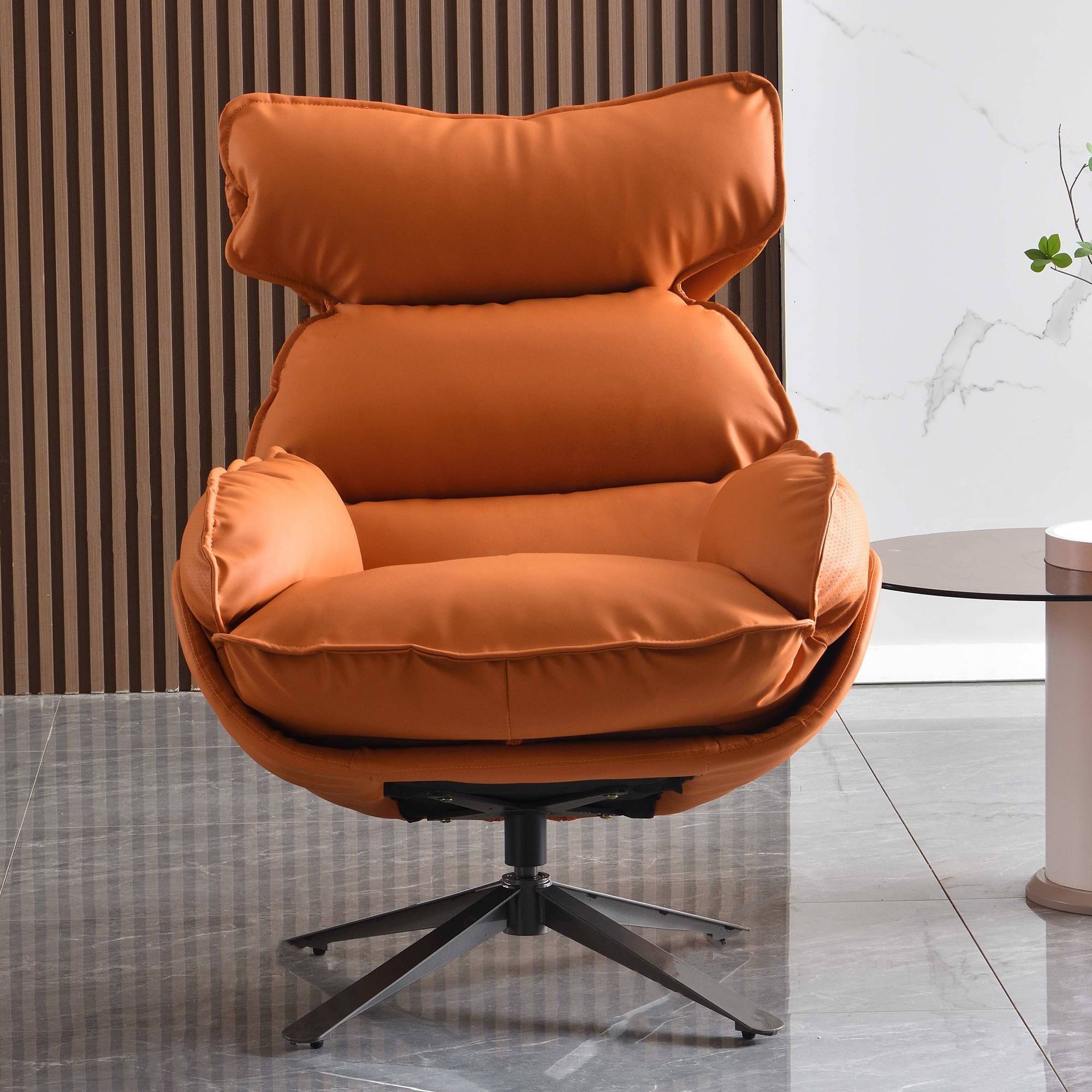 Contemporary Luxury Swivel Accent Chair - 1-Seater Comfortable Backrest Armrest Leisure Chair For Living Room & Bedroom Lumendat
