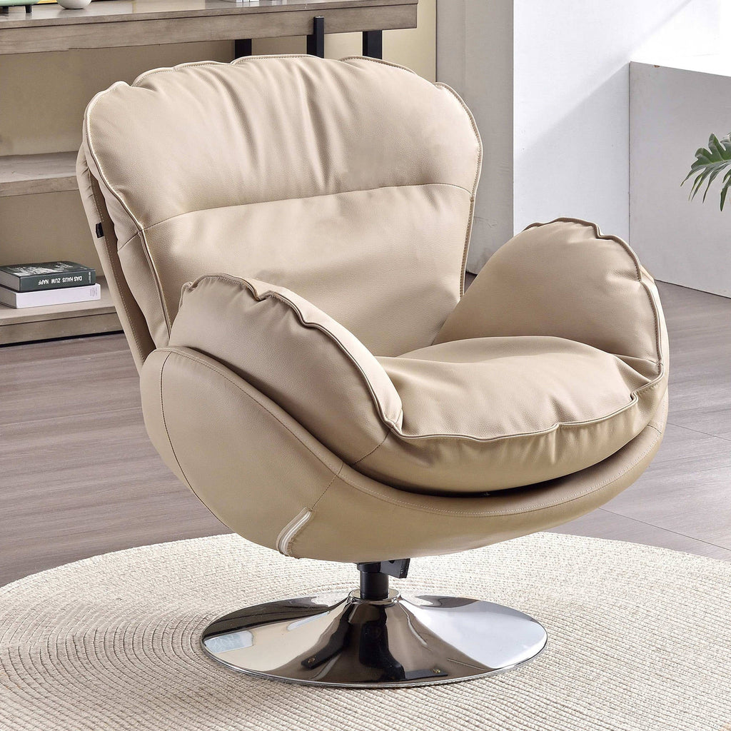 Modern Minimalist Rotatable Accent Chair - Ergonomic Comfort Chair Backrest Armrest For Living Room & Study Lumendat